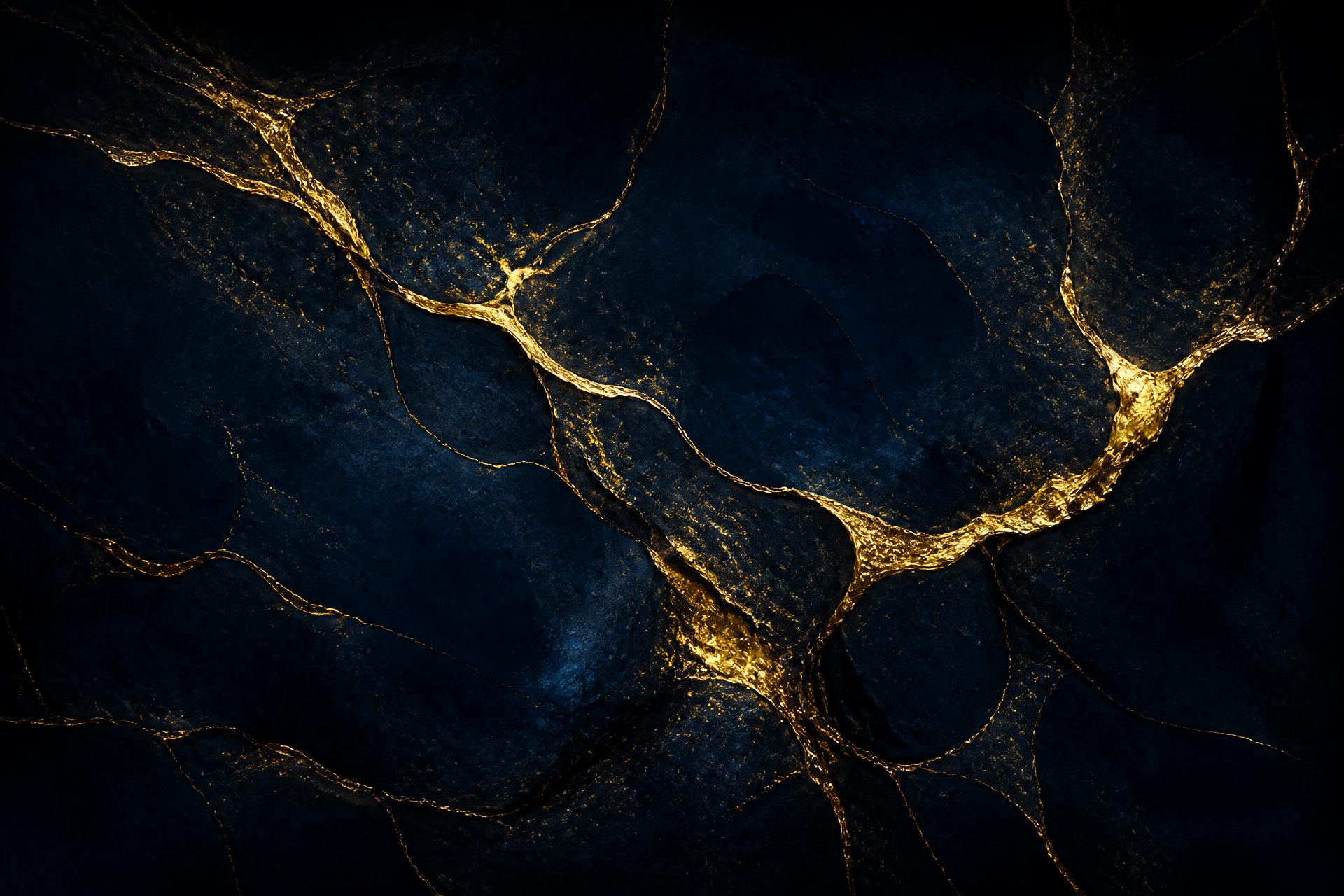 Deep navy stone with veins of kintsugi gold